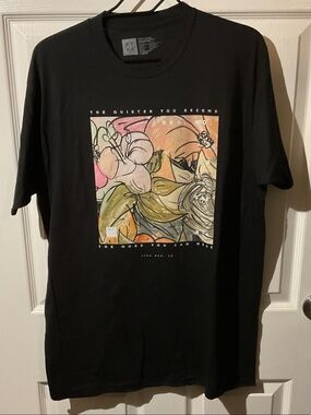 Lira Black Short Sleeve Tee with Multicolor Floral Artwork